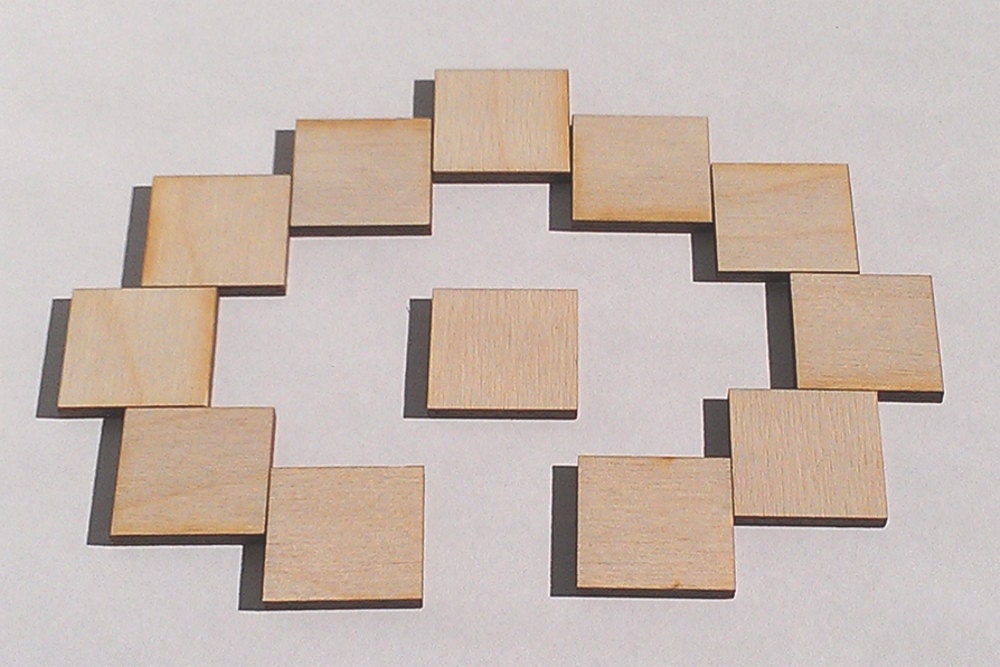 25 Ct 2 Wood Squares Unfinished for Charms Crafts