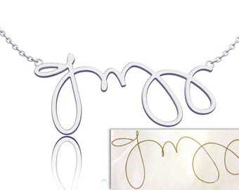 Signature Necklace Handwriting Personalized Name Sterling Silver, nameplate monogram keepsake jewelry handwriting jewelry
