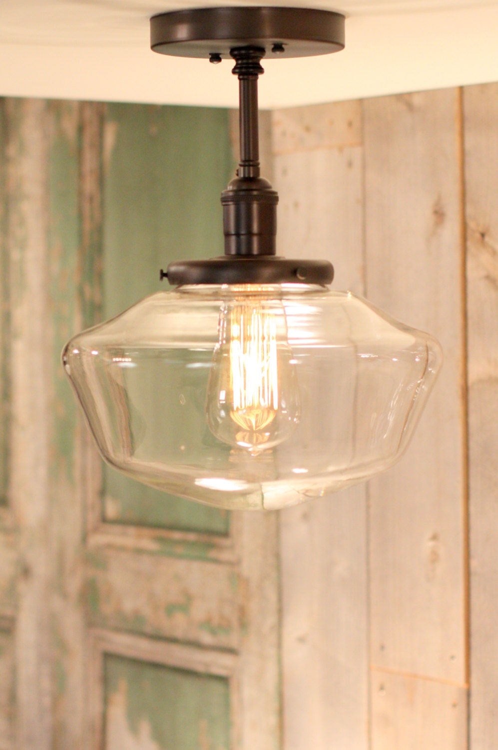 Downrod Pendant Lighting with 10 Clear by lucentlampworks on Etsy