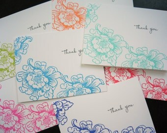 Floral Thank You Note Cards Set of 7