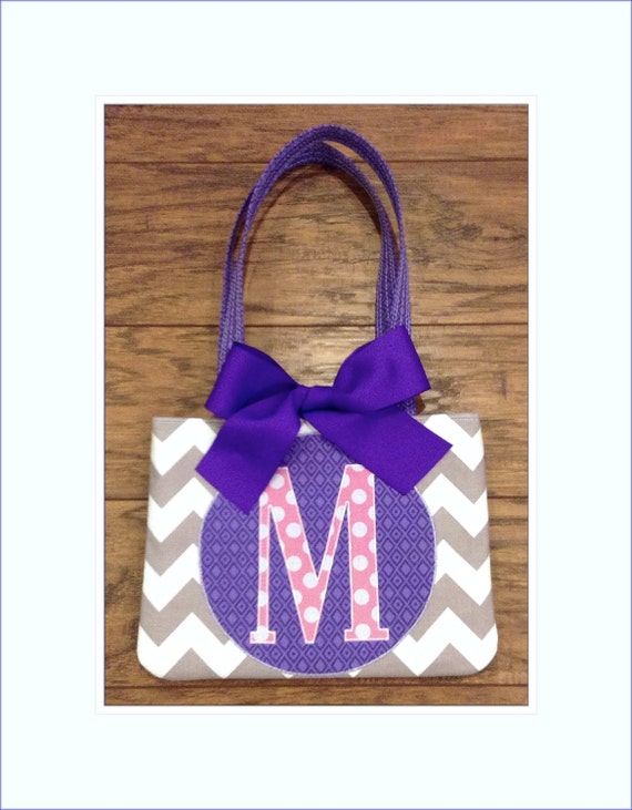 Flower Girl Gift Personalized Girls Tote Bag Pink Purple