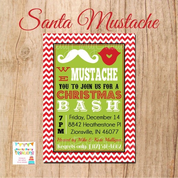 SANTA MUSTACHE BASH invitation - You Print Il_570xn