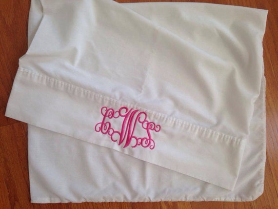 Monogrammed Pillow Case 1 Standard By Poppyseedts On Etsy