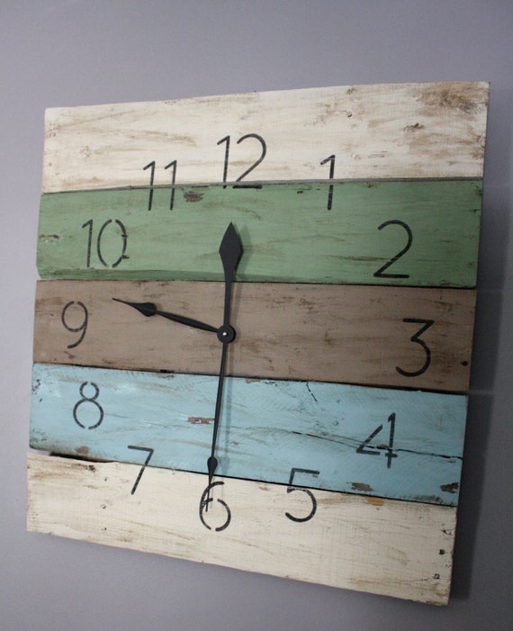 Large Wall Clock. Modern yet RUSTIC Beach House Style.