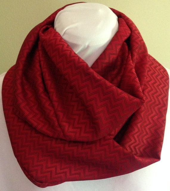 Red on Red Chevron Print Infinity Scarf