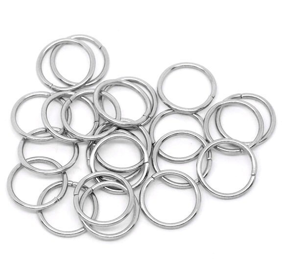 100 BULK Silver Tone Open Jump Rings 12mm x 1.5mm, 15 gauge wire ...