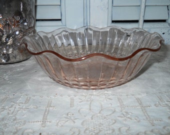 depression pink bowl vintage glass scalloped housewares serving edge kitchen popular items