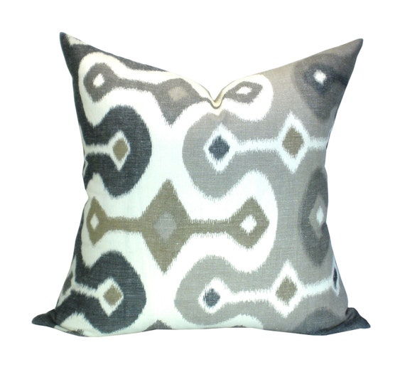 Darya Ikat pillow cover in Stone