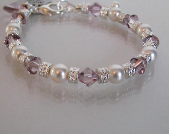 Mother of the Bride Light Amethyst Bracelet-Mother of the Groom Bracelet-Mother of the Bride Jewelry-Mother of Bride Pearl Bracelet