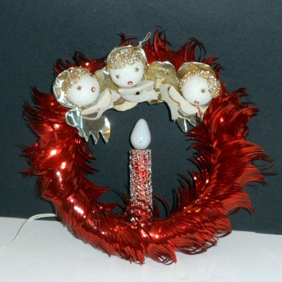 sale christmas wreath red foil electric candle angels 10 inch sale christmas wreath red foil electric candle angels 10 inch