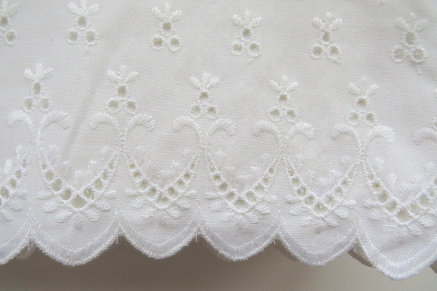 Vintage White Eyelet Lace Queen Flat Sheet by by shabbyshopgirls