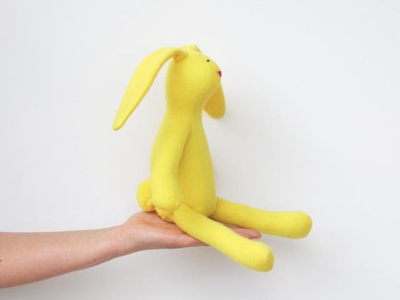 Yellow bunny rabbit stuffed bunny doll cute soft hare softie plush animal toy gift for baby shower nursery decor