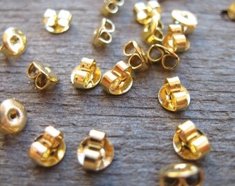 50 pairs Gold Earring Backs 5mm Nickel Free