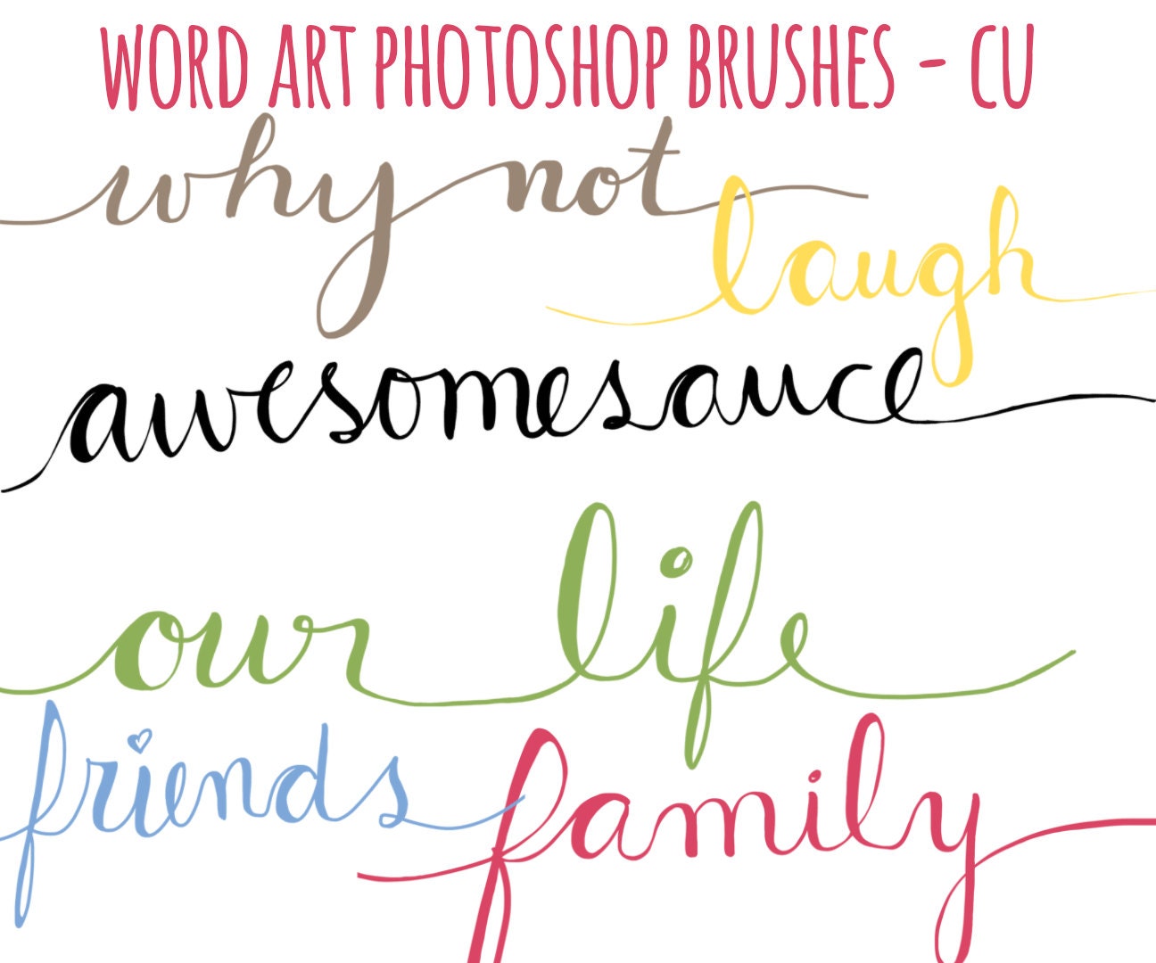 Text Brushes Word Art INSTANT DOWNLOAD commercial
