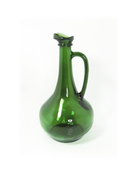 Vintage green glass wine jug wine decanter with by indiecreativ