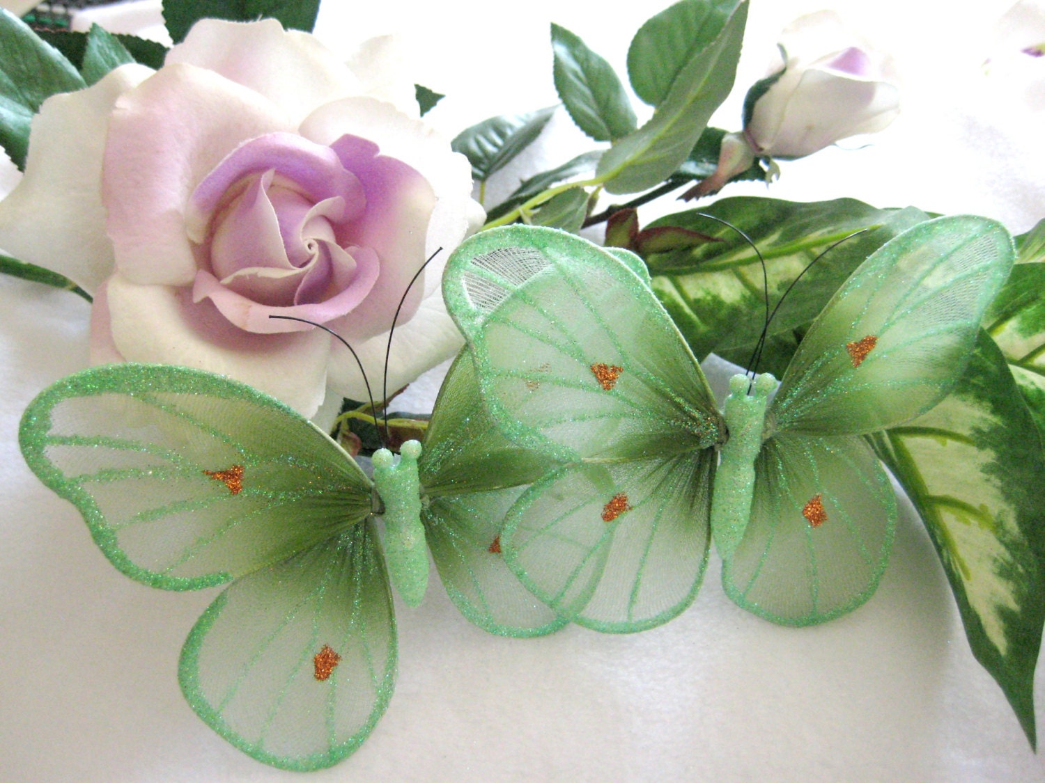 Sale GREEN Nylon Butterflies for Wedding Decor Butterfly