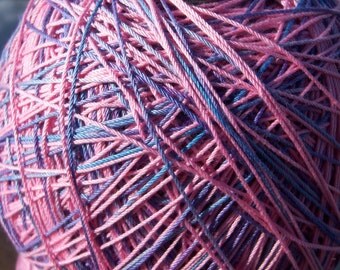 LAST AMOUNTS - Hand Dyed Size 10 Crochet Cotton - Pink Denim - Project Size - 150, 200, 250 or 300 Yards