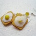 Fried eggs on toast Earrings. Polymer clay.