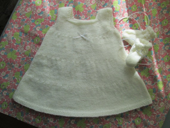 Preemie Baby Girl Hand Knit Dress and Booties Size by SwanAvenue