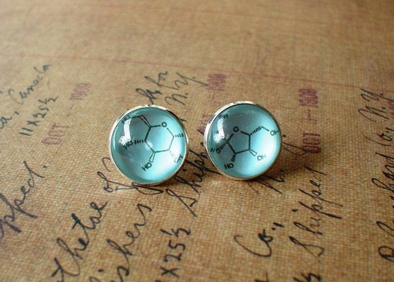 sugar structural formula Earrings 20  OFF  Blue formula Stud Baby Sucrose  Sugar structural