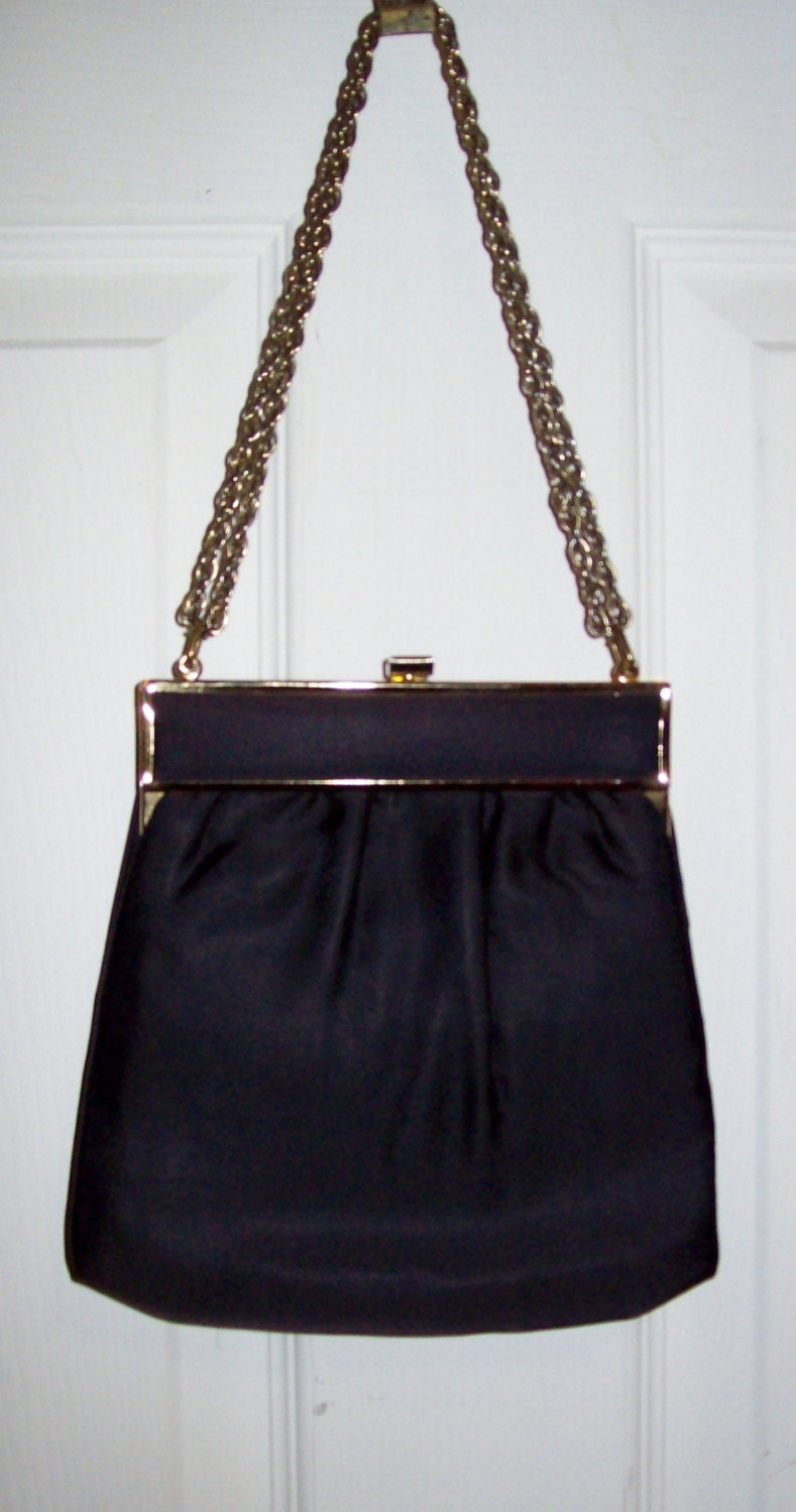Vintage 1950s Ladies Black Silk Purse w/ Matching Coin Change Purse ...