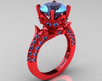 classic french 14k red gold 30 ct blue topaz solitaire wedding ring r401 14krgbt - Red Wedding Rings classic french 14k red gold 30 ct blue topaz solitaire wedding ring r401 14krgbt - Red Wedding Rings