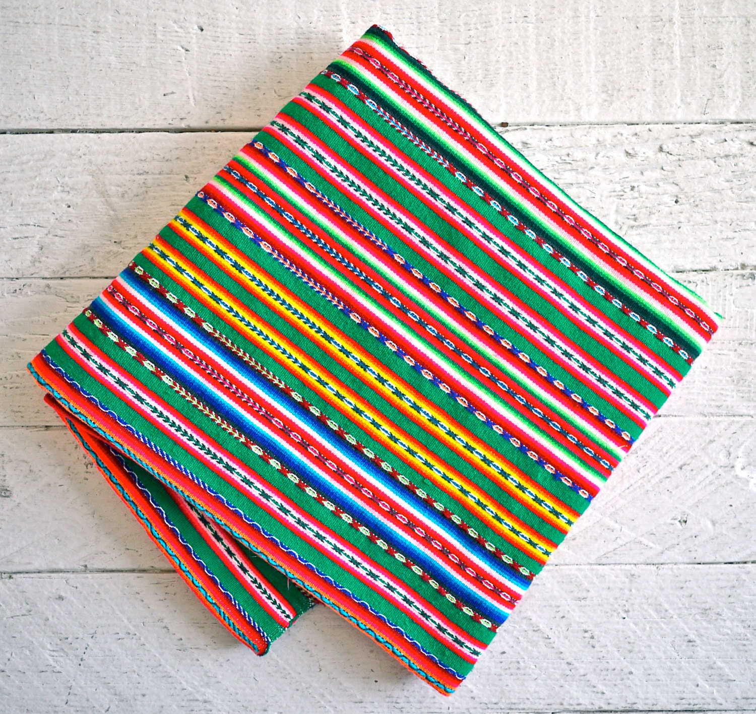 Vintage Peruvian Manta Blanket by PrismOfThreads on Etsy