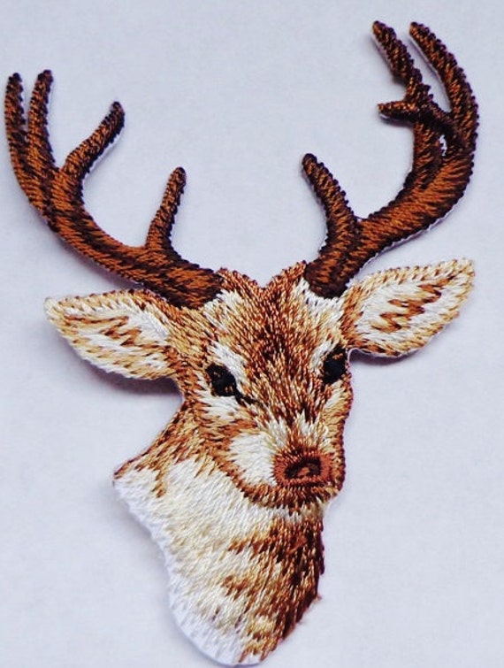 Embroidered iron on appliquedeer head