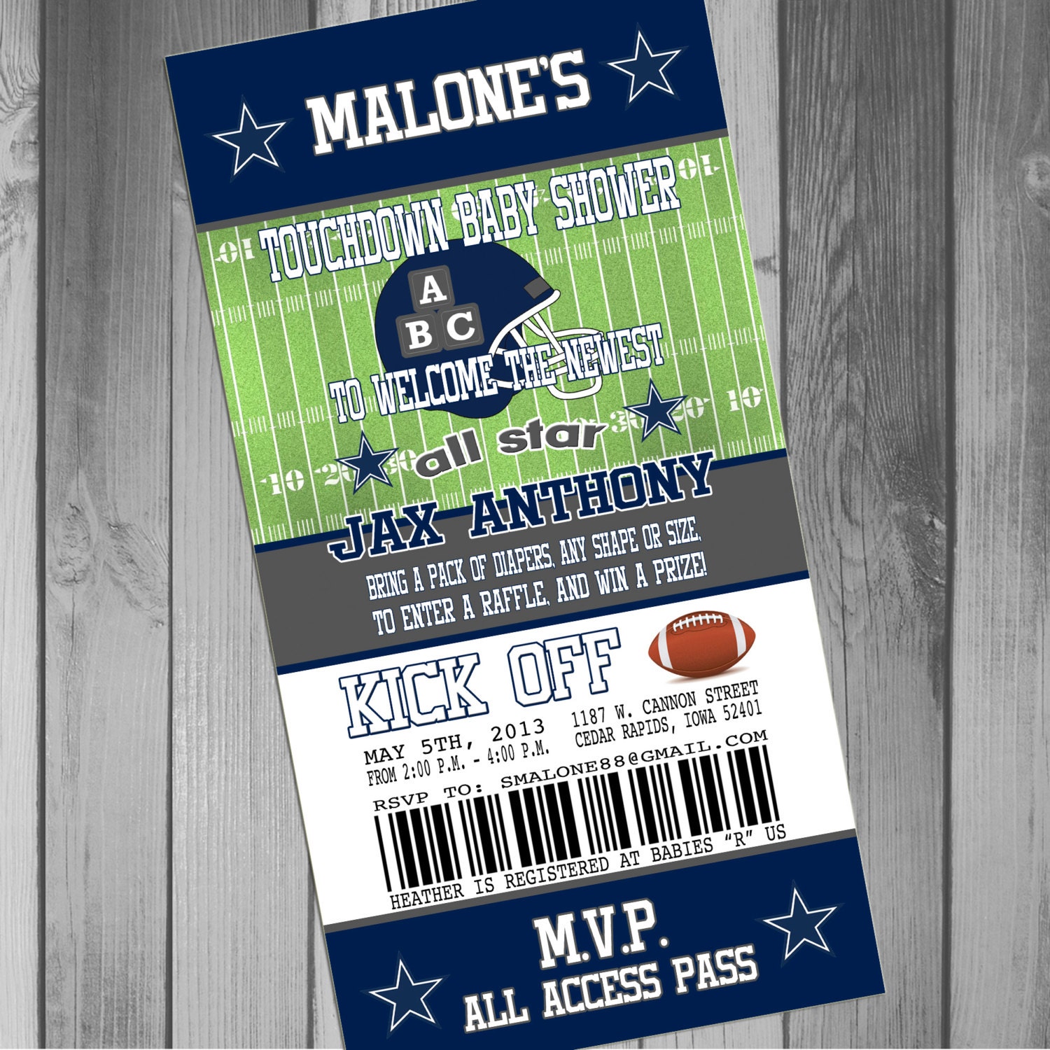 Dallas Cowboys Baby Shower Invitations 2