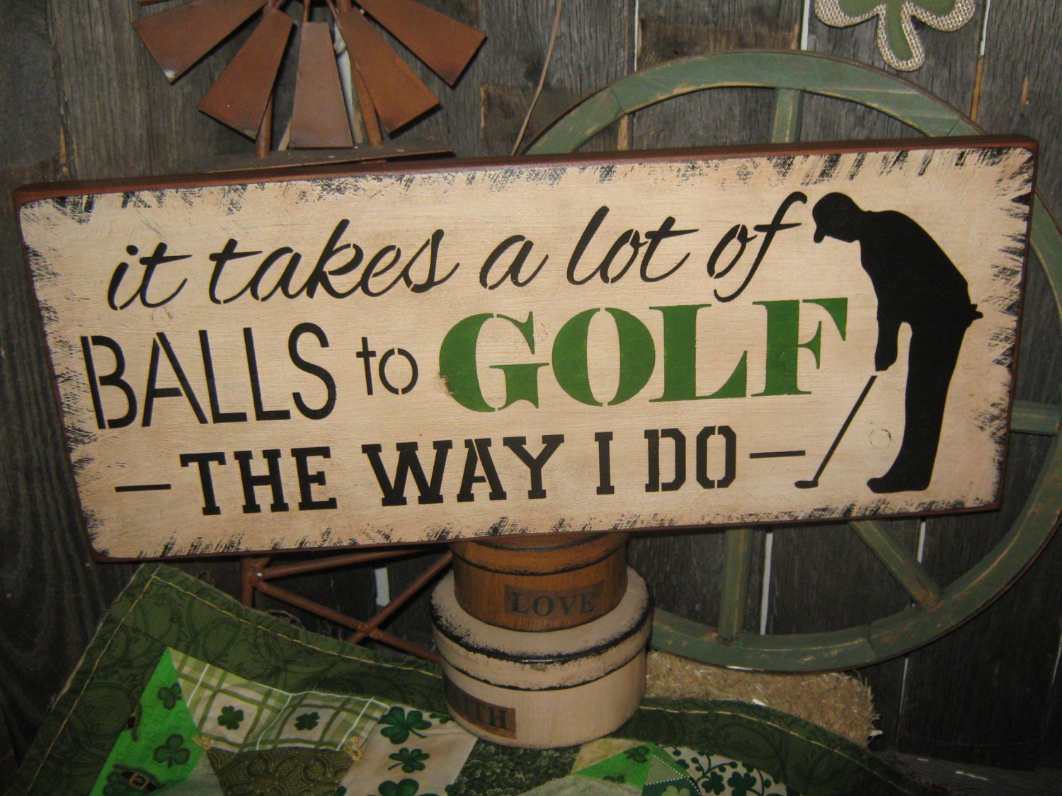 Primitive Lg Wood Sports Humor Sign Funny Golf Humor