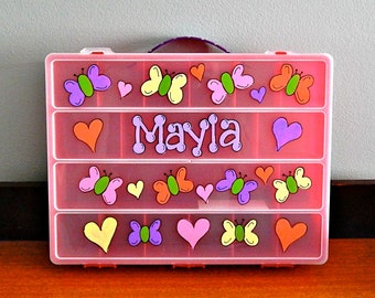 Pink Organizer Box - Rainbow Loom, Shopkins, Yummies, Beads & First Aid Supplies