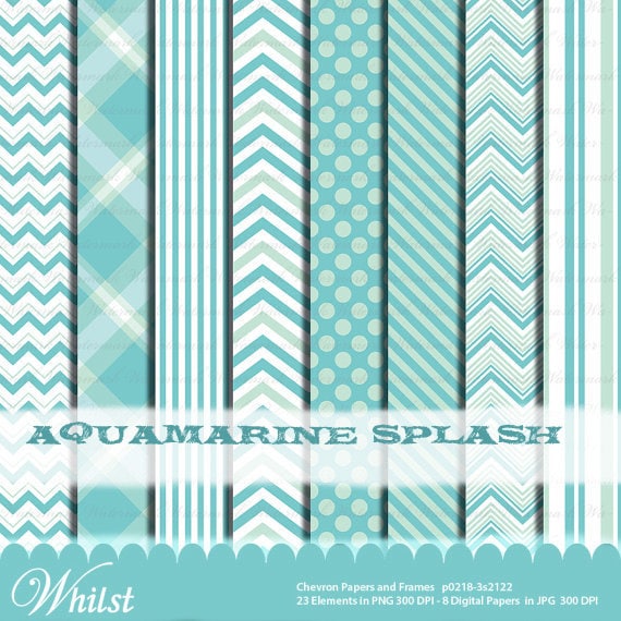 Blue chevron clip art frame scrapbooking digital papers Aqua, clipart aqua Aqua blue baby digital paper boy : p0218 3s2122 IP Il_570xn