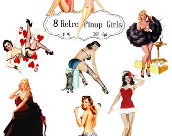Clip Art: Pinup Girls Retro Digital Png Files - no. 068