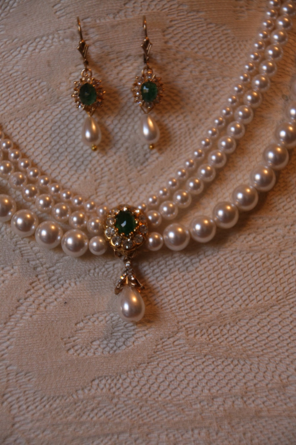 Bridal Emerald Gemstone Earrings Real Emerald by mylittlebride