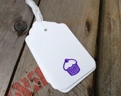 Set of scalloped white cupcake tags - small white tags - cup cake tags - wedding tags - wedding labels - tea party - cake tags - cute tags