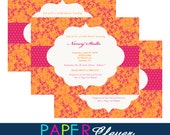Bridal shower invitation, tangerine & hot pink - printable, digital file #218 Il_170x135