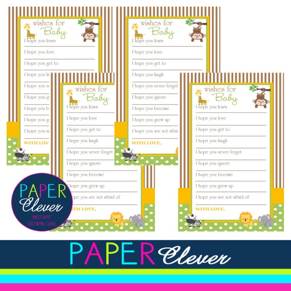 Well Wishes for Baby Jungle - INSTANT DOWNLOAD, printable file Il_570xn