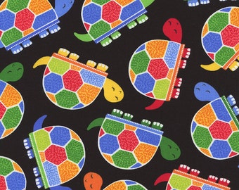 Timeless Treasures - Fun Rainbow Jamboree Turtles - Black - Novelty Fabric-Choose Your Cut 1/2 or Full Yard