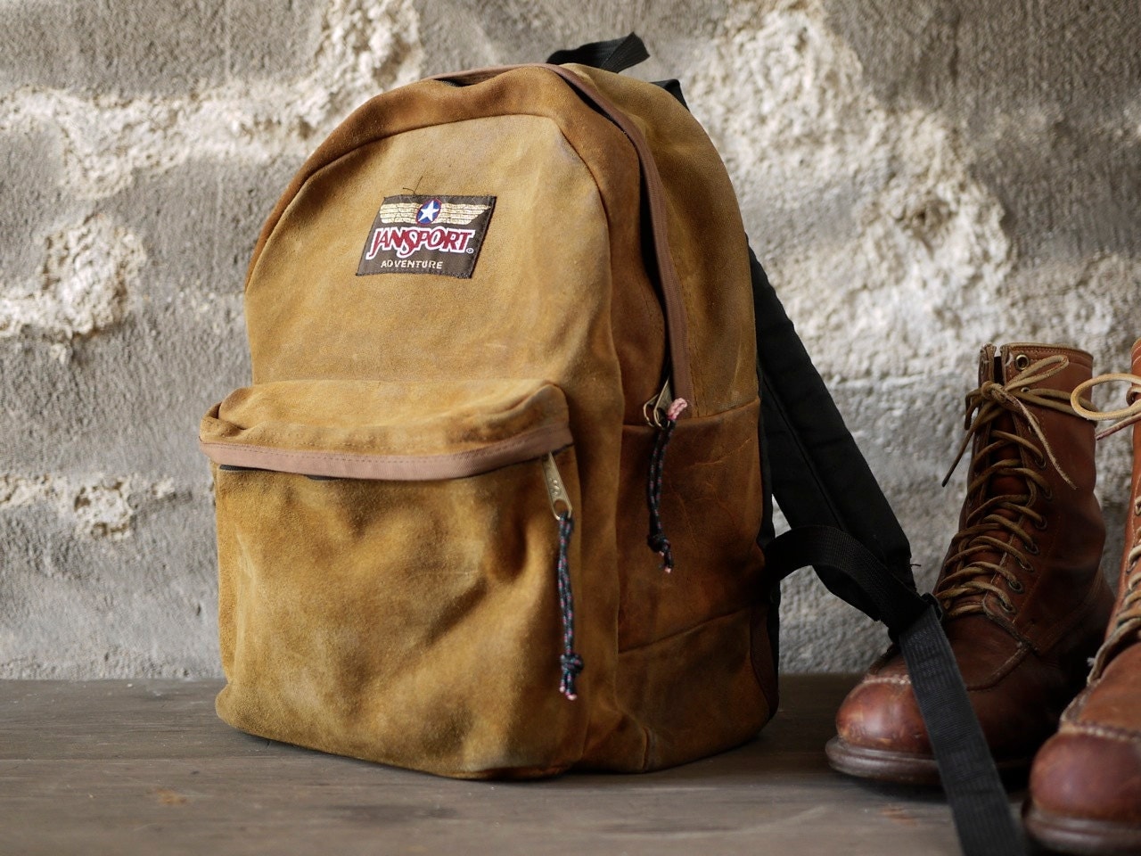 vintage Jansport adventure suede leather backpack usa