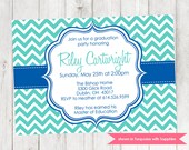 Graduation Party Invitation - Printable Graduation Themed Chevron Invite - Colors and Text Customizable Il_170x135