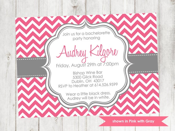 Bachelorette Party Invitation - Printable Bachelorette Themed Chevron Invite - Colors and Text Customizable Il_570xn