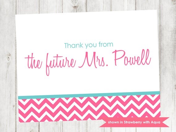 Bride Thank You Cards - Printable Bridal Shower Note Cards - Colors and Text Customizable Il_570xn