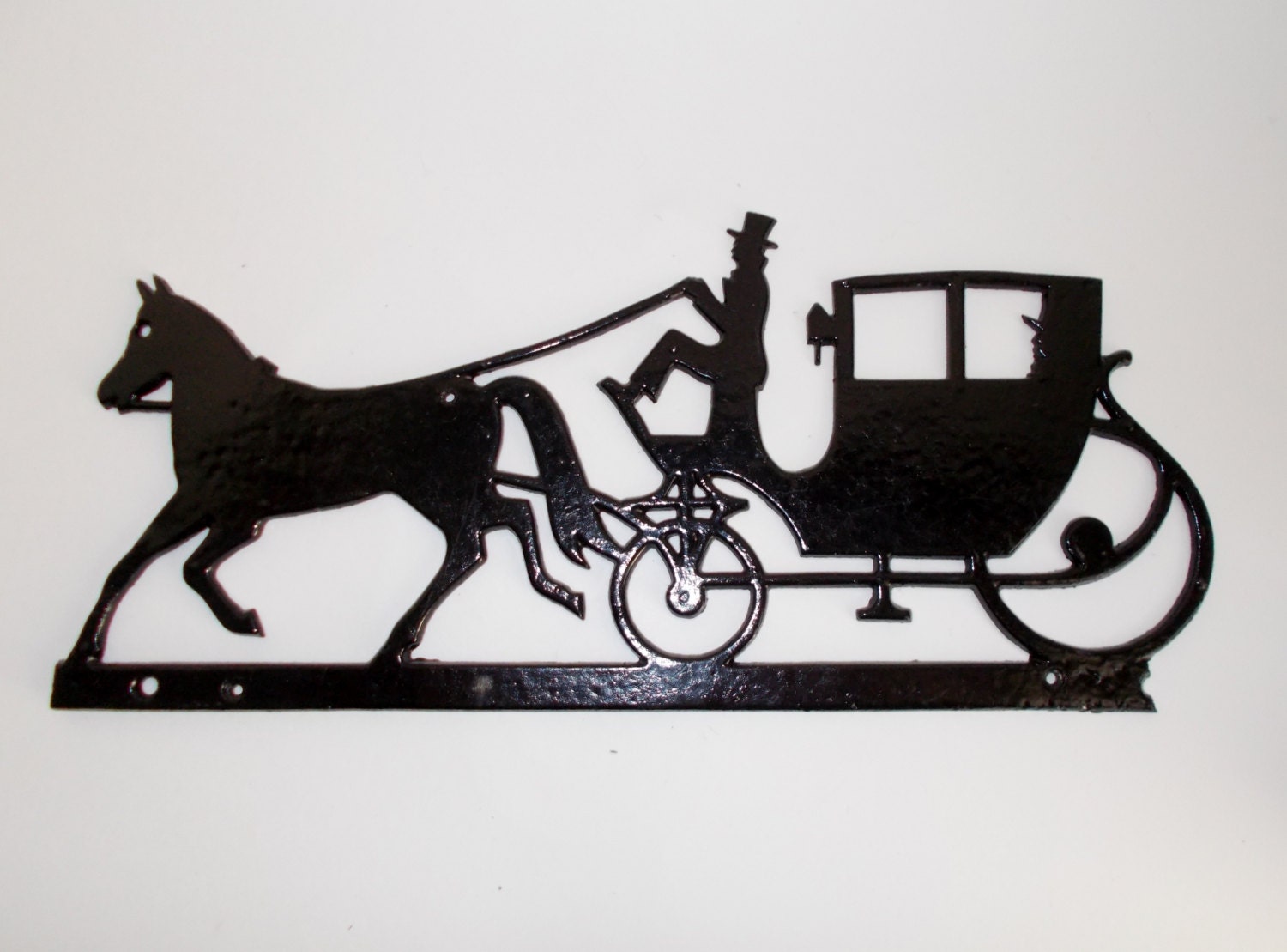 Vintage Victorian Horse and Buggy Silhouette Metal Art Wall