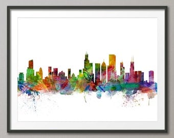 Chicago Skyline, Chicago Illinois Cityscape Art Print (1199)