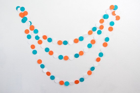 14ft Circle Paper Garland, Orange Turquoise, Party Decor, Baby Shower Decoration Il_570xn