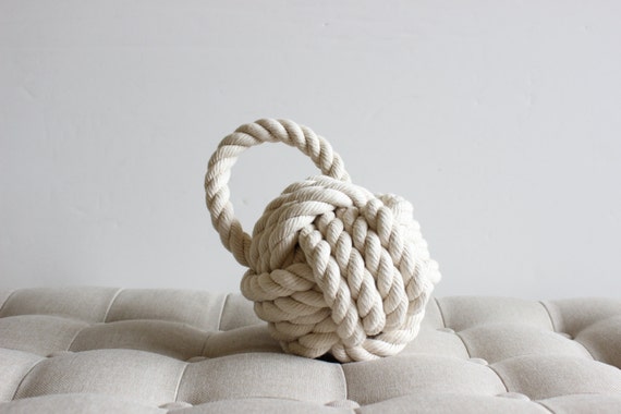 Lightweight Door Stop / Rope Knot with Handle / cotton or