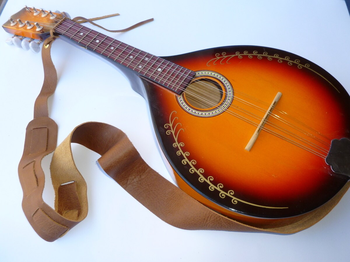 Light Brown Leather Mandolin Strap Adjustable length