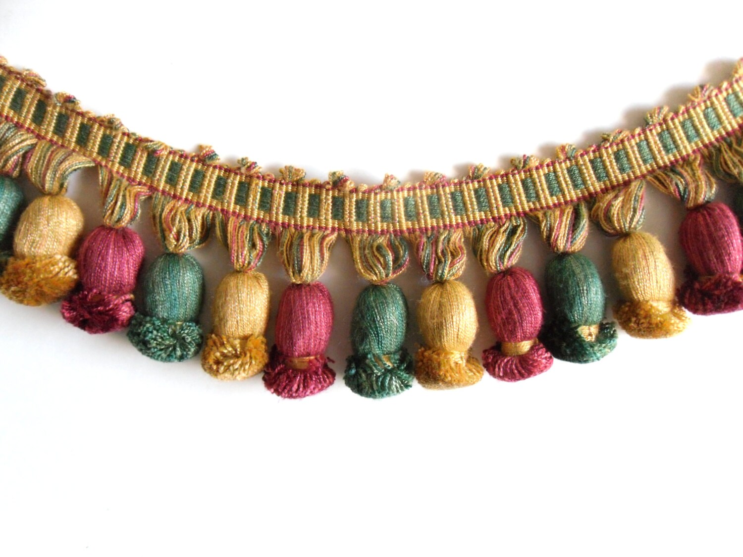 Bobble fringe upholstery trim multi coloured home decor