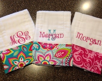 Burp Cloths for Girls-Set of 3