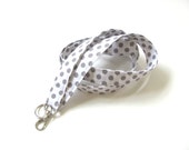 Fabric ID Badge Lanyard Key Holder Grey Dot - Ready to Ship Women's Accessory for Spring